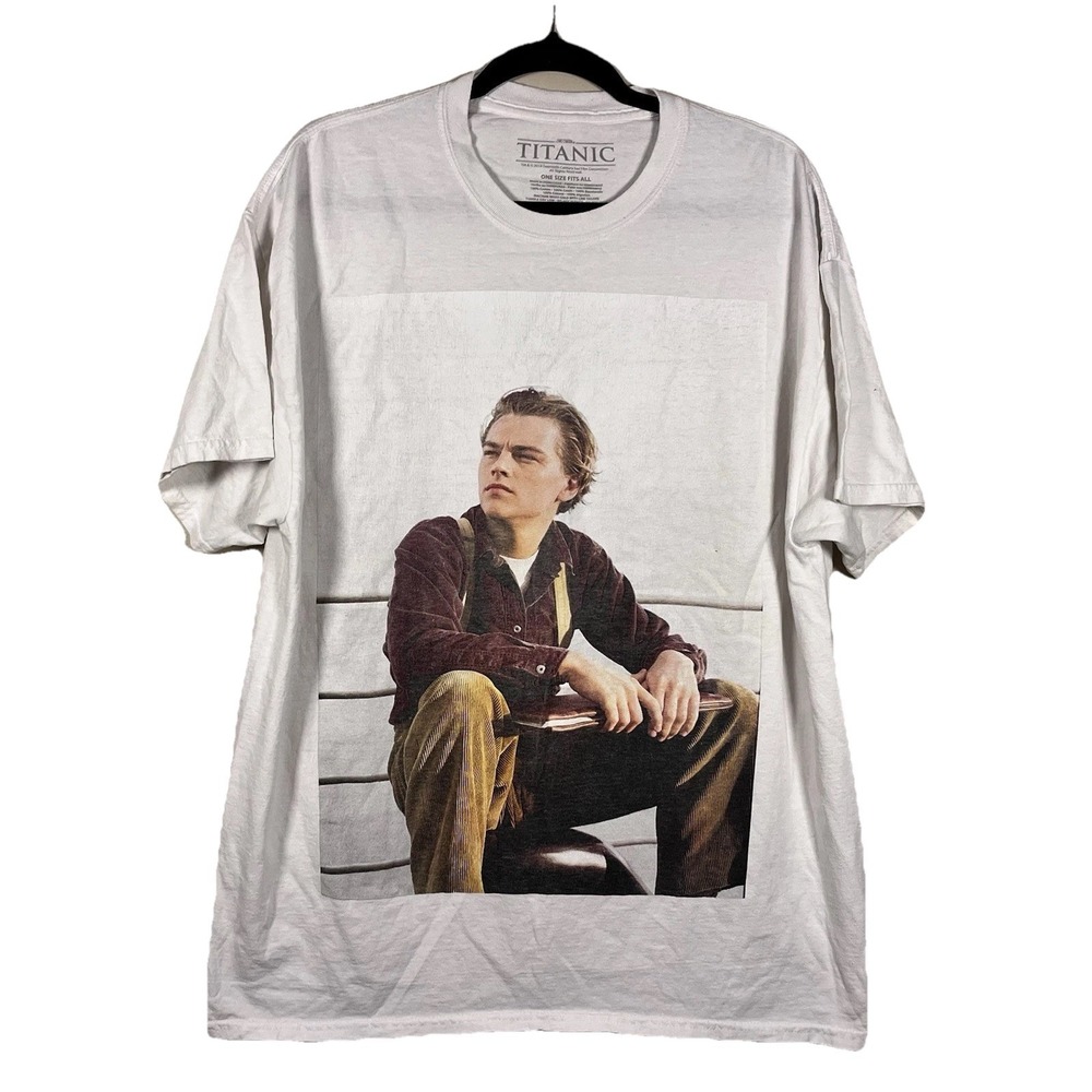 Titanic Leonardo DiCaprio Graphic T Shirt OS White Movie 90s Vintage Style
